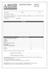 Variation Order Form Pad